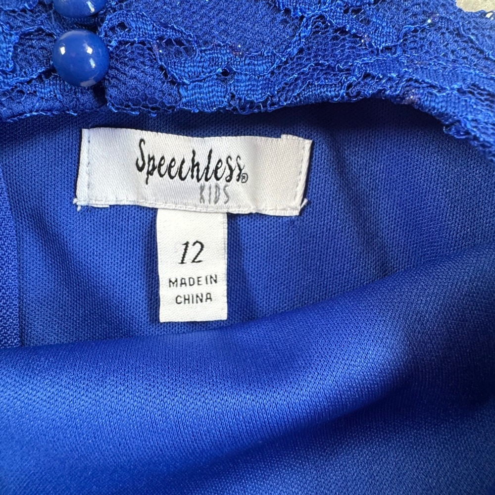 Speechless Kids Royal Blue Lace Rhinestone Romper Maxi Dress Sz 12 SC224D23H908 - Picture 4 of 9